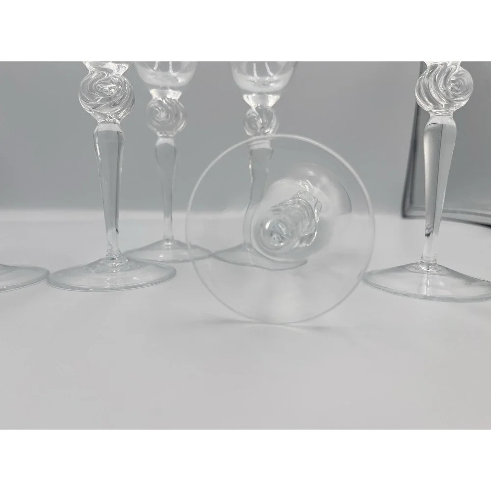 Vintage IVV Italy Grappa Glass Hand Blown Rosette‎ Twist Tear SET of 6 Liqeuer
